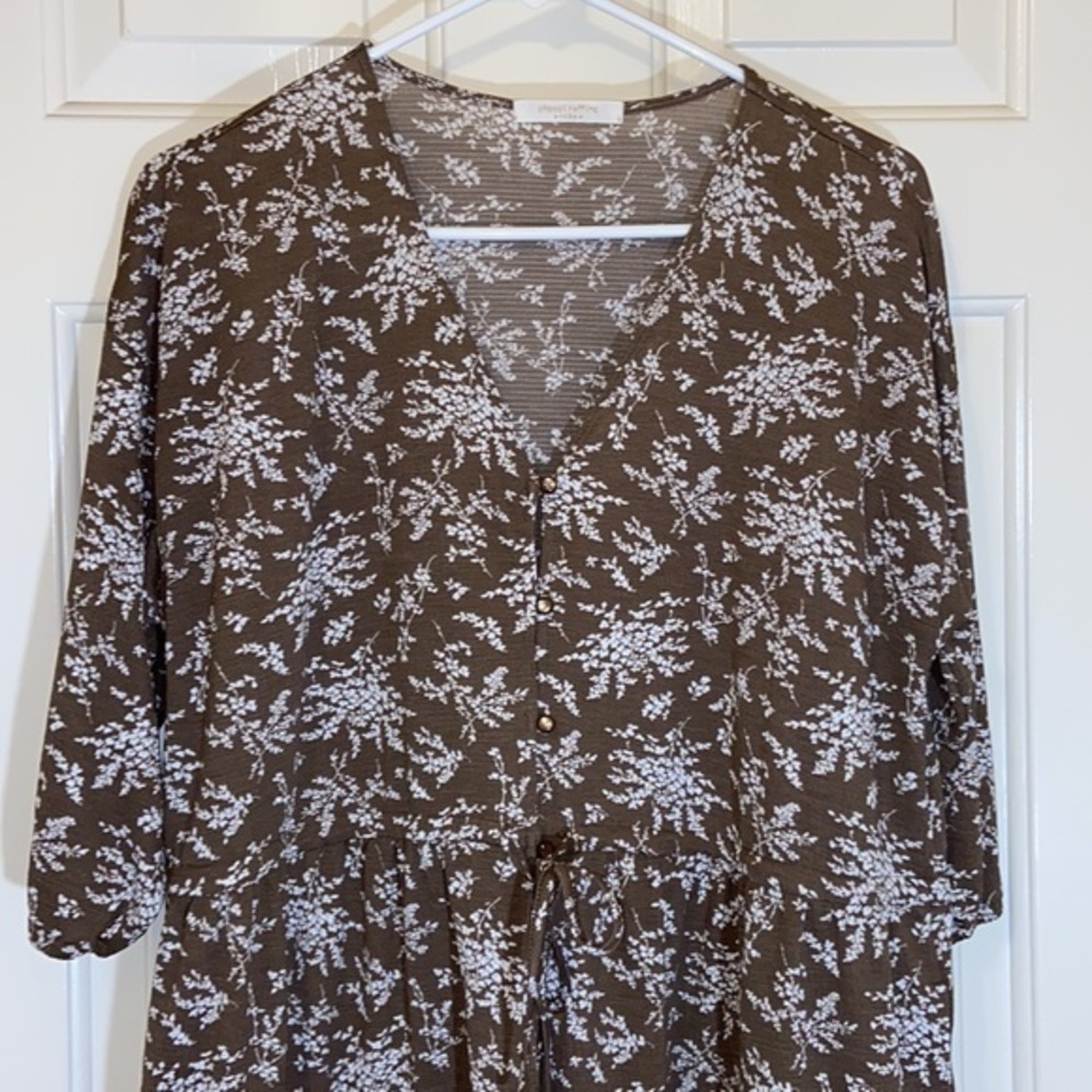 Chocol Raffin • Women’s 3/4 sleeve floral Robe • OSFM